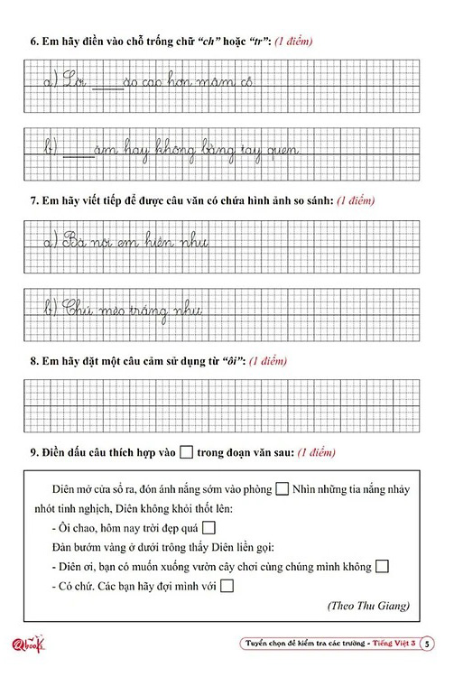 tuyển chọn đề kiểm tra tiếng việt các trường 3 - Ảnh 6