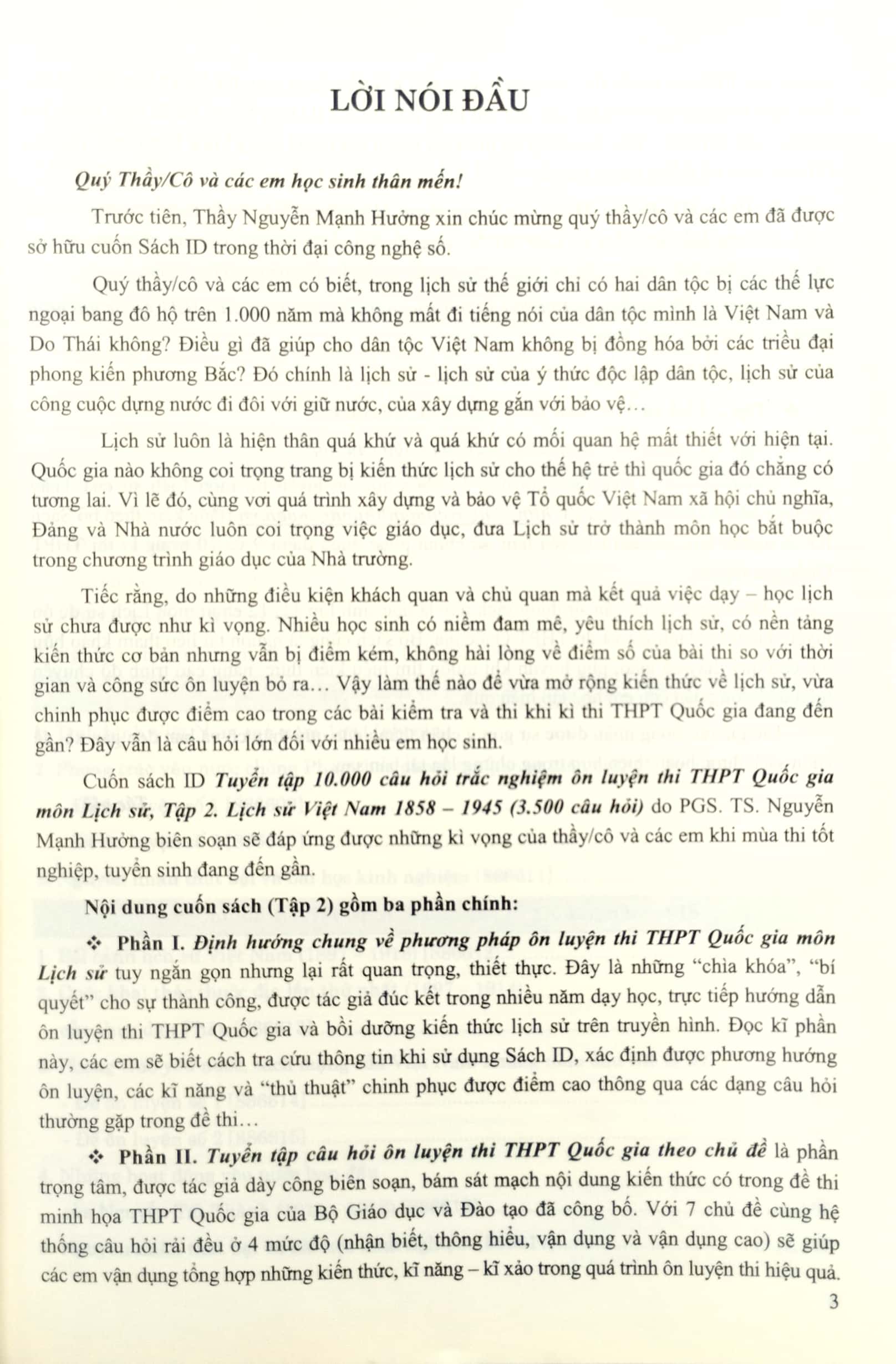 Tuyển Tập 10000 Câu Hỏi Trắc Nghiệm Ôn Luyện Thi THPT Quốc Gia Môn Lịch Sử - Tập 2: Lịch Sử Việt Nam 1858 - 1945 (3500 Câu Hỏi) - Ảnh 3