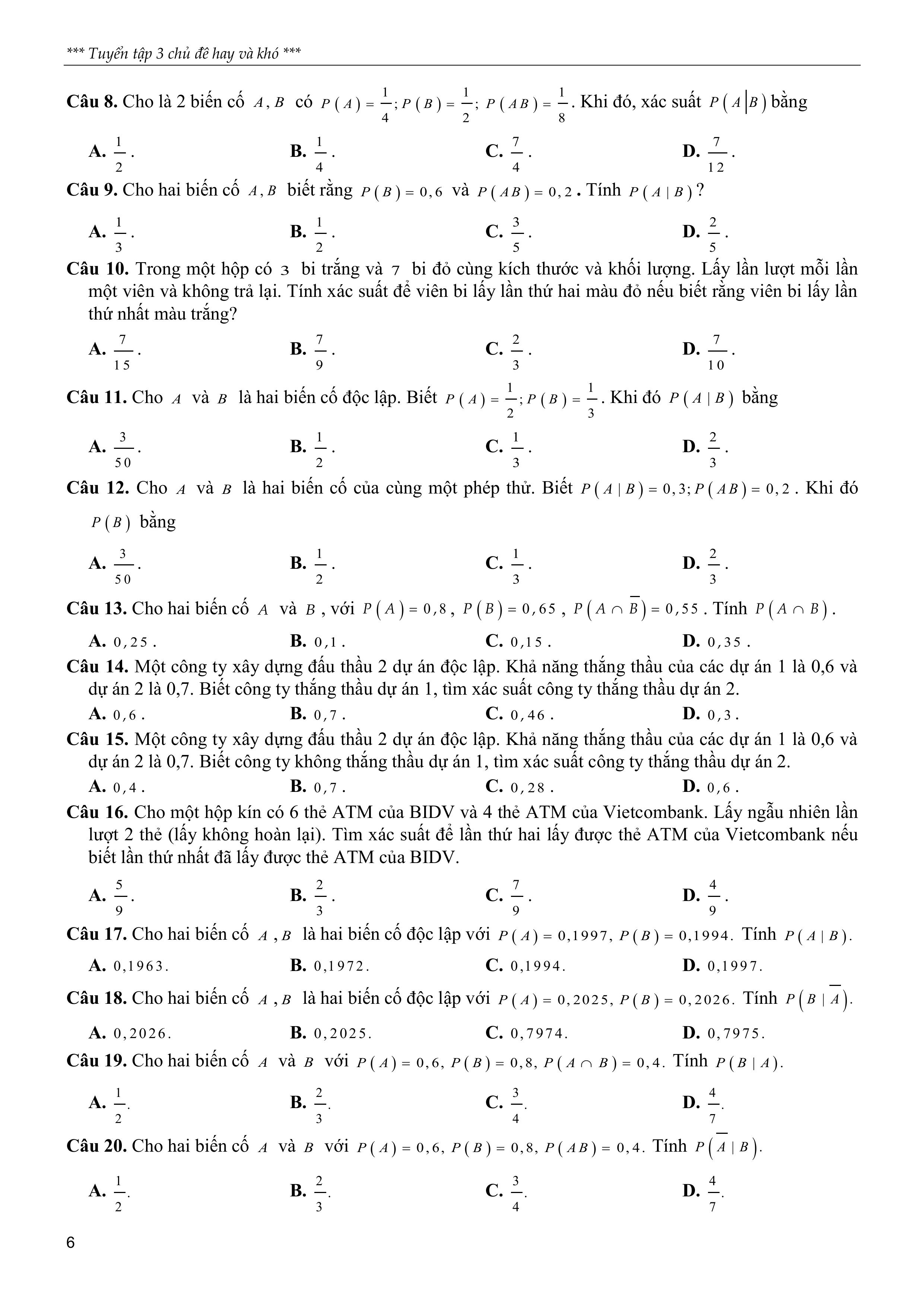 Tuyển Tập 3 Chủ Đề Hay Và Khó Xác Suất Có Điều Kiện Một Số Yếu Tố Của Lý Thuyết Đồ Thị - Ảnh 8