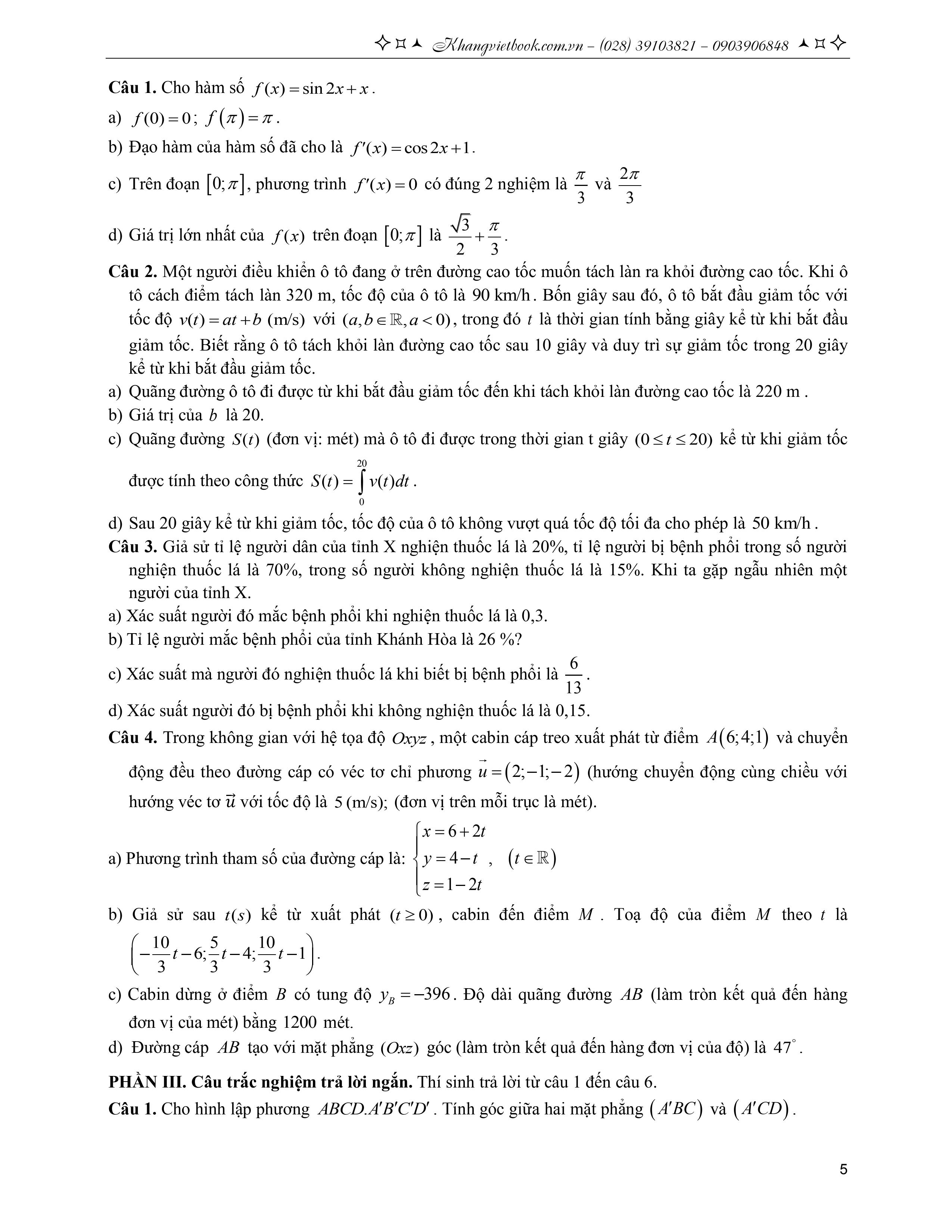 tuyển tập 38 đề ôn thi tốt nghiệp lớp 12 - môn toán - Ảnh 5
