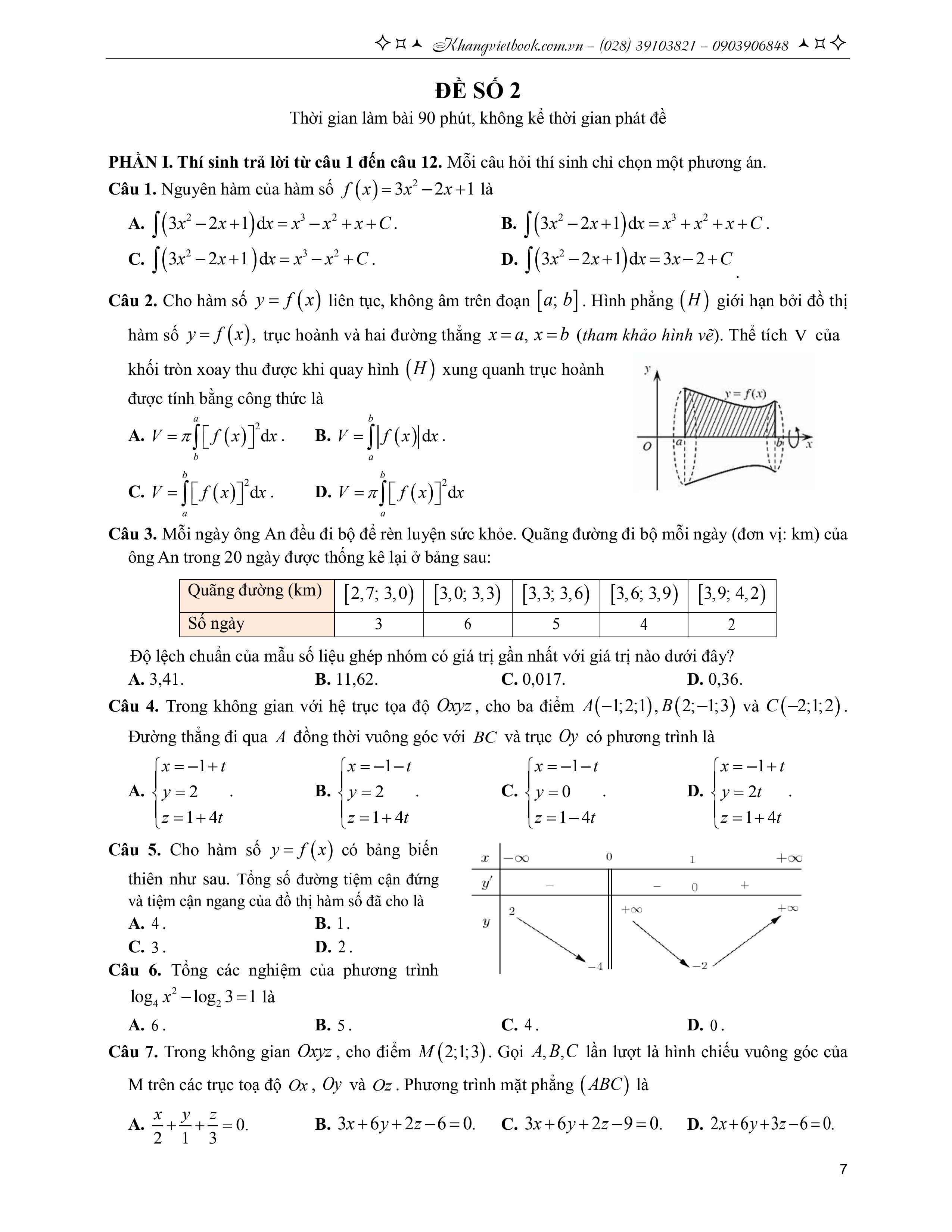 tuyển tập 38 đề ôn thi tốt nghiệp lớp 12 - môn toán - Ảnh 7