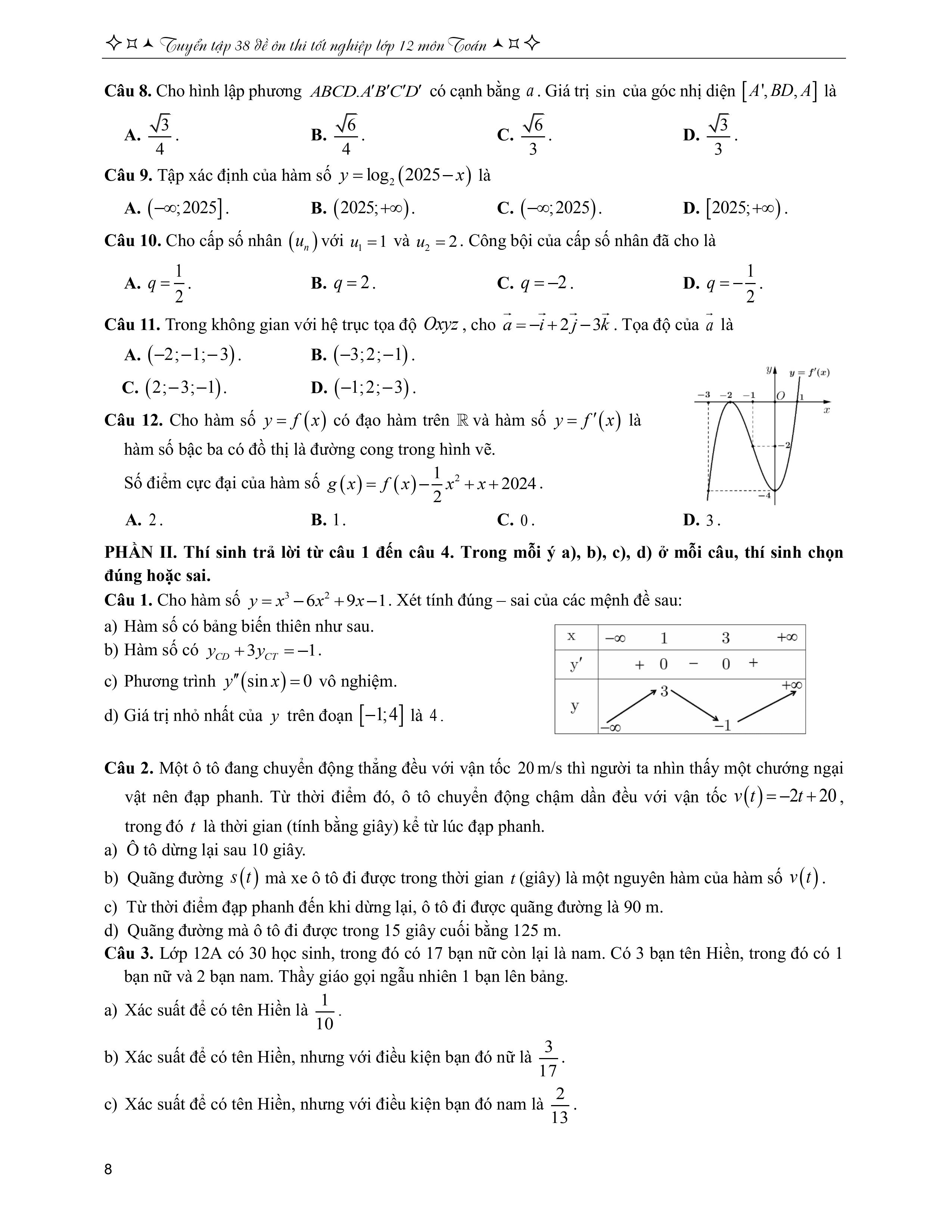 tuyển tập 38 đề ôn thi tốt nghiệp lớp 12 - môn toán - Ảnh 8