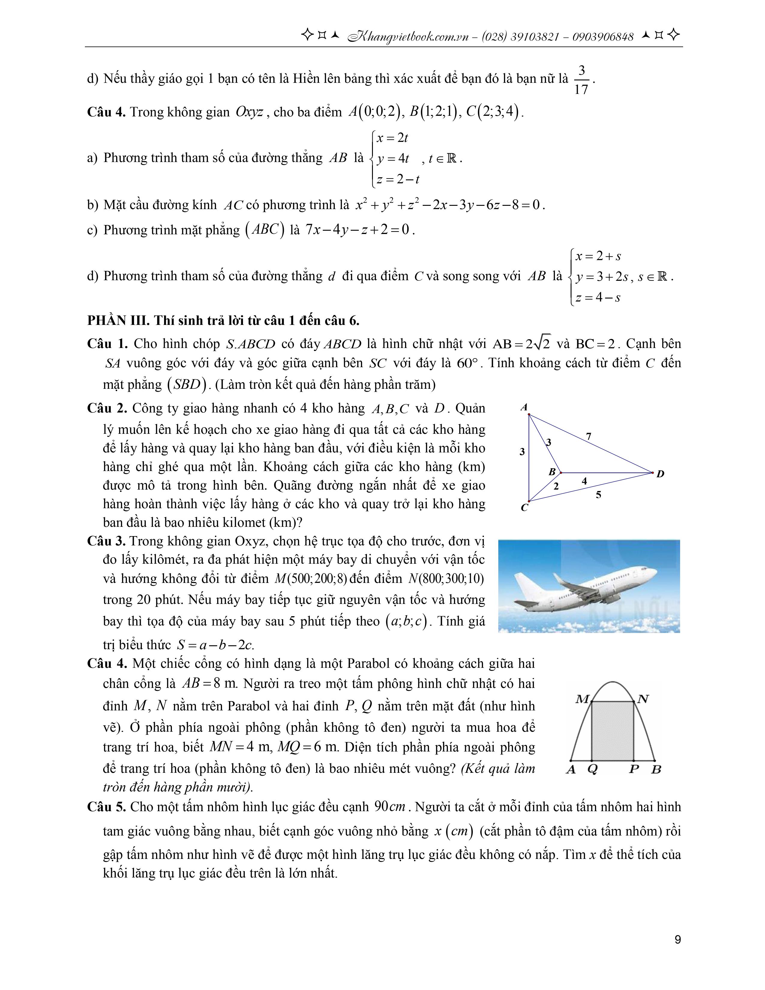tuyển tập 38 đề ôn thi tốt nghiệp lớp 12 - môn toán - Ảnh 9