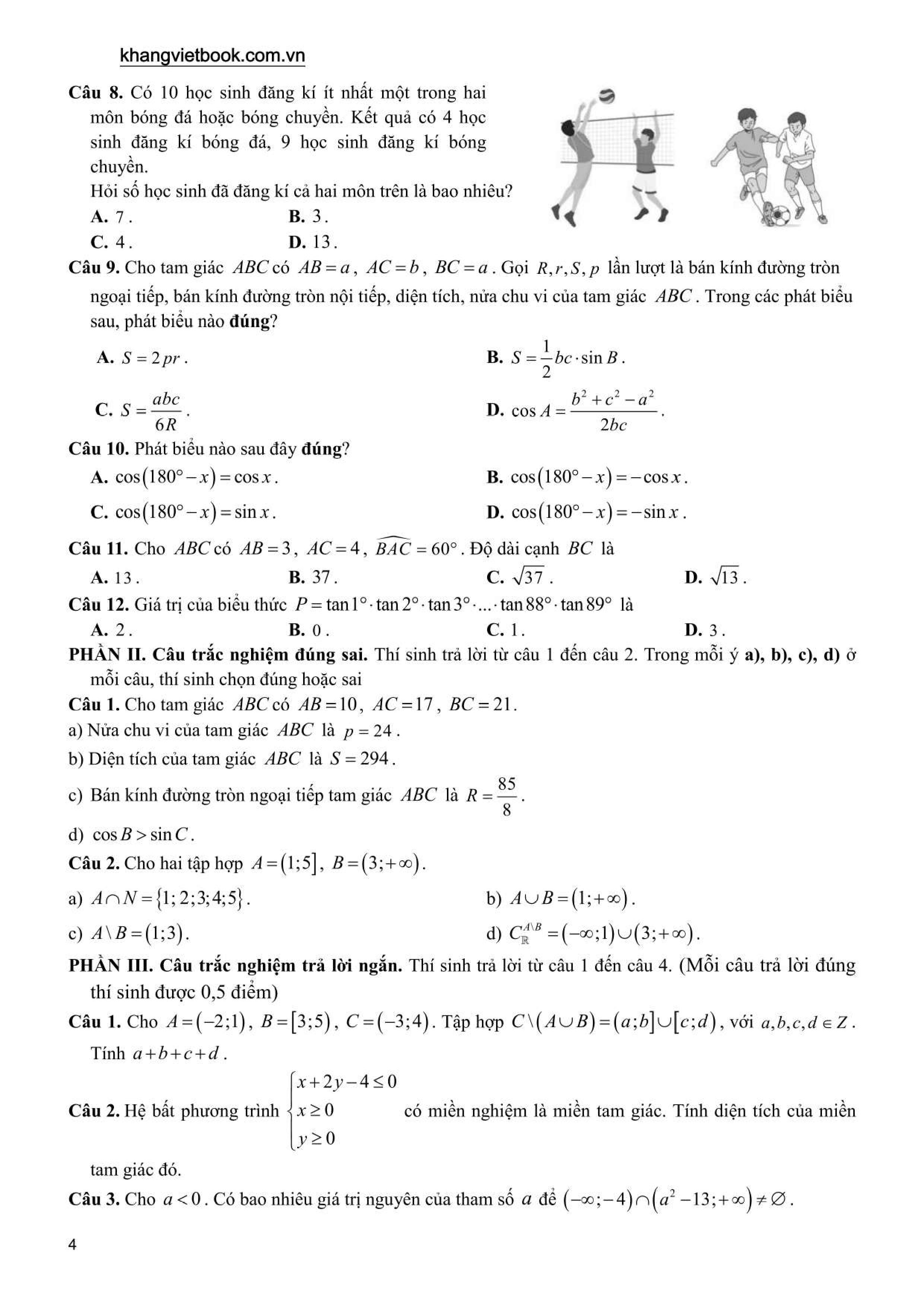 Tuyển Tập 48 Đề Kiểm Tra Định Kỳ Toán 10 - Ảnh 5