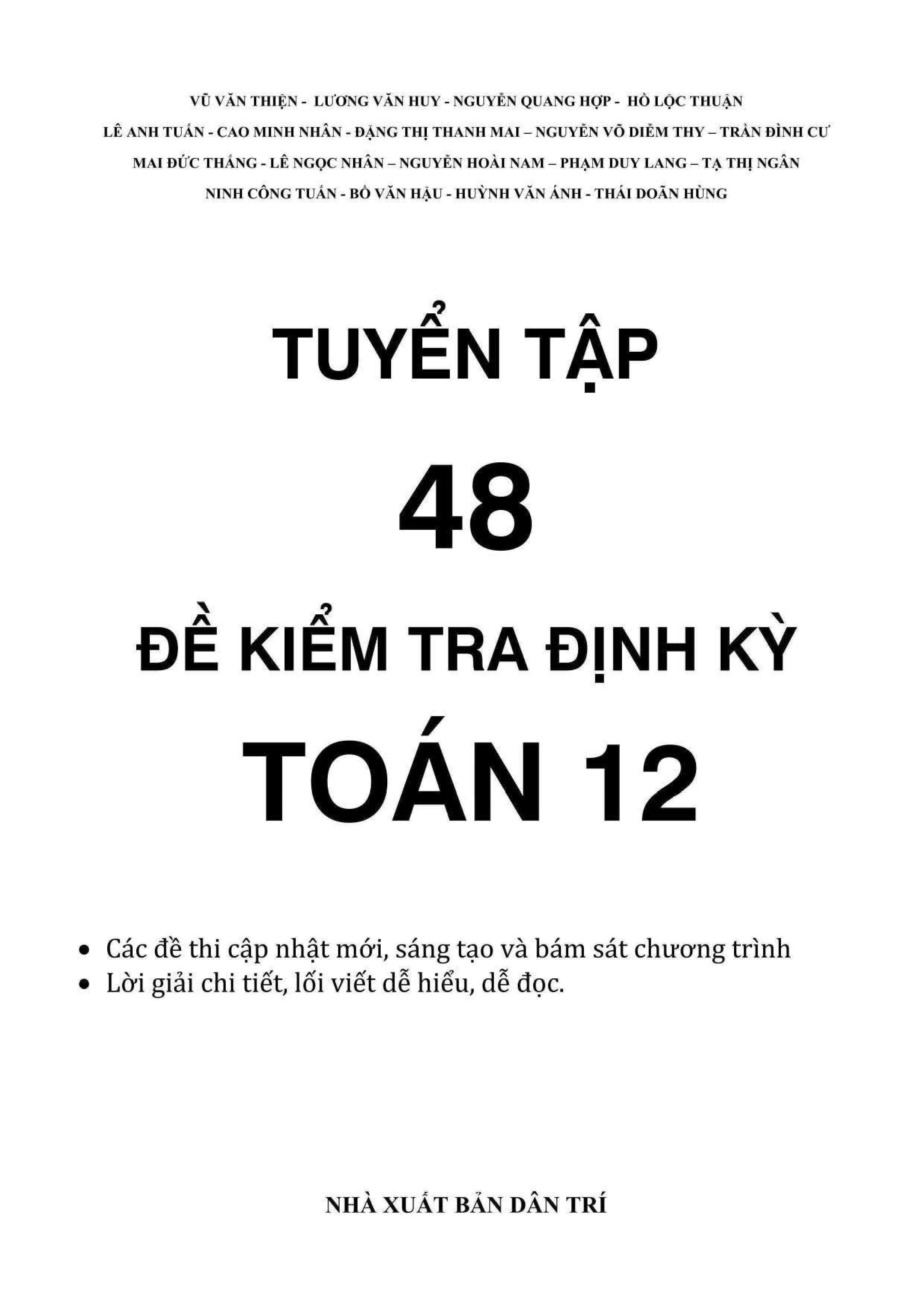 Tuyển Tập 48 Đề Kiểm Tra Định Kỳ Toán 12 - Ảnh 2