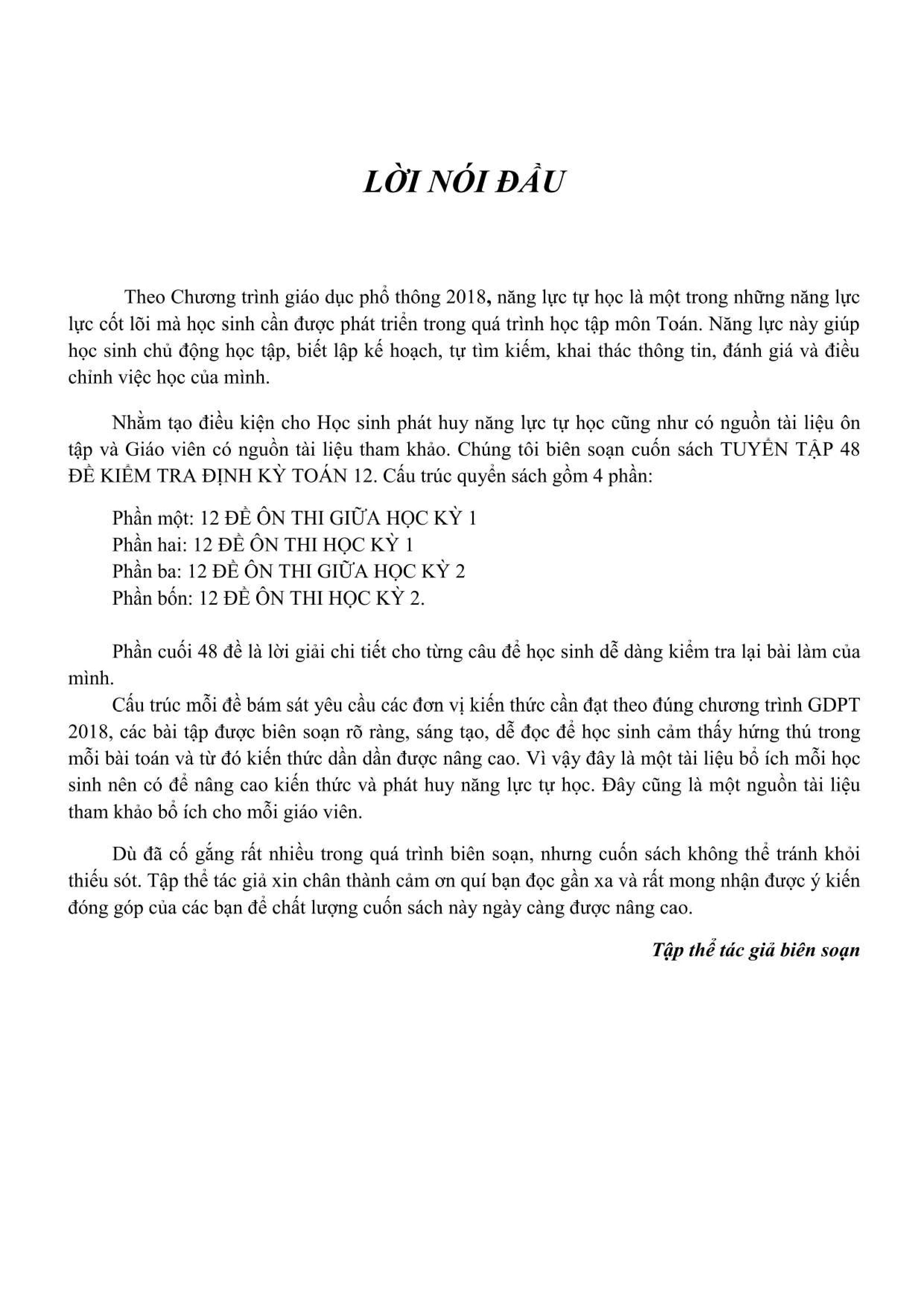 Tuyển Tập 48 Đề Kiểm Tra Định Kỳ Toán 12 - Ảnh 3
