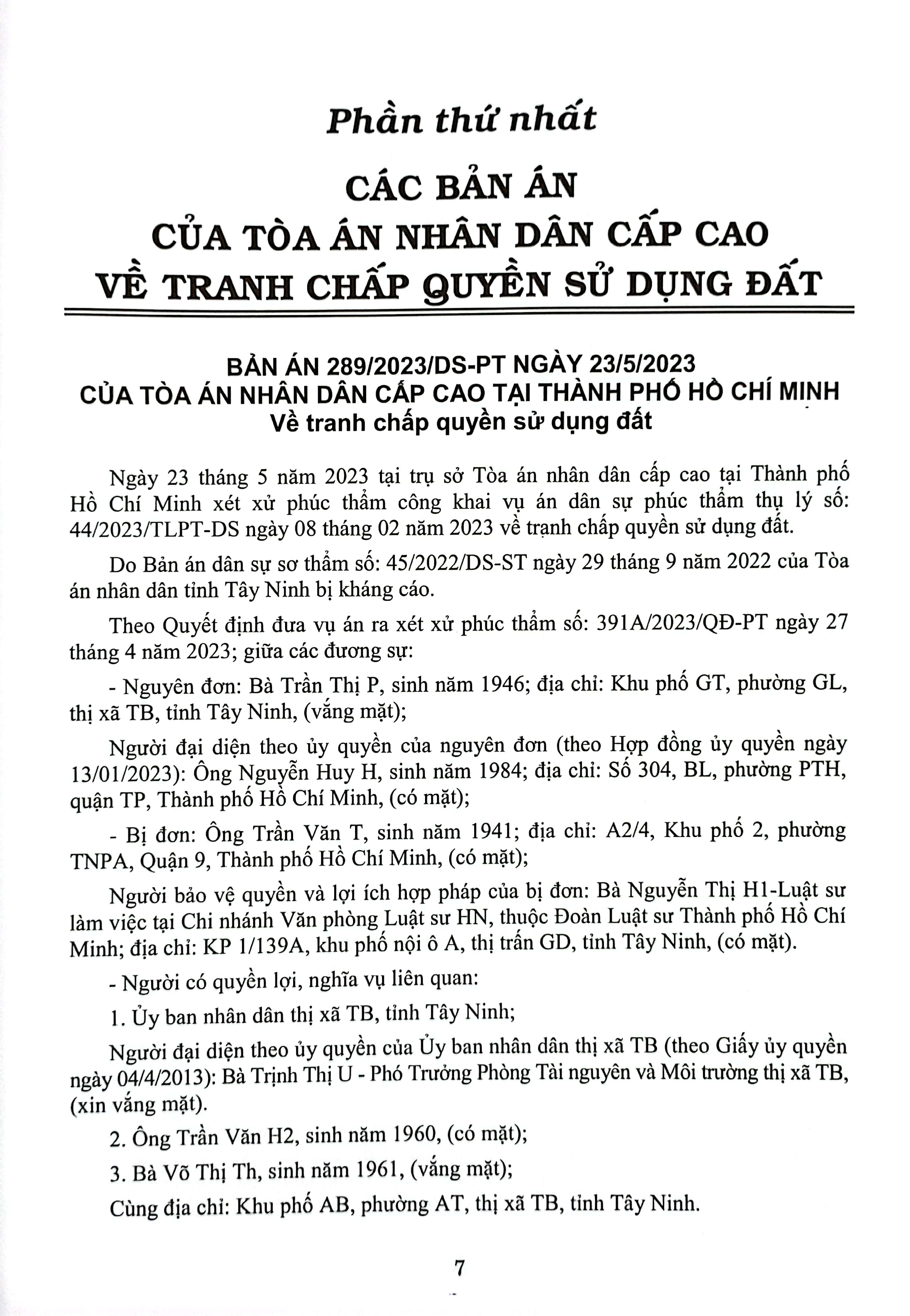 tuyển tập các bản án của tòa án nhân dân cấp cao về quyền sử dụng đất và tài sản gắn liền với đất (dành cho thẩm phán, thẩm tra viên, hội thẩm, kiểm sát viên, luật sư và các học viên tư pháp) - Ảnh 5