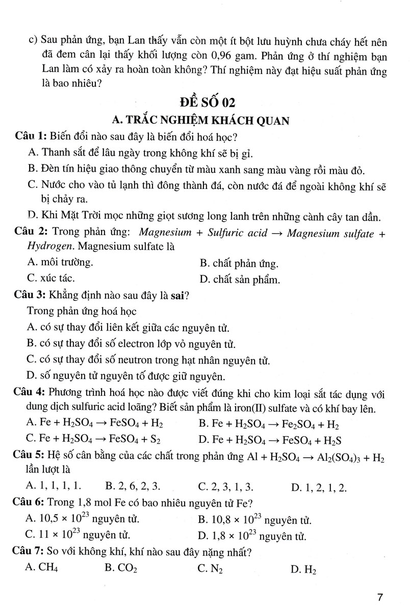 tuyển tập đề kiểm tra định kỳ khoa học tự nhiên 8 (dùng chung cho các bộ sgk hiện hành) - Ảnh 9