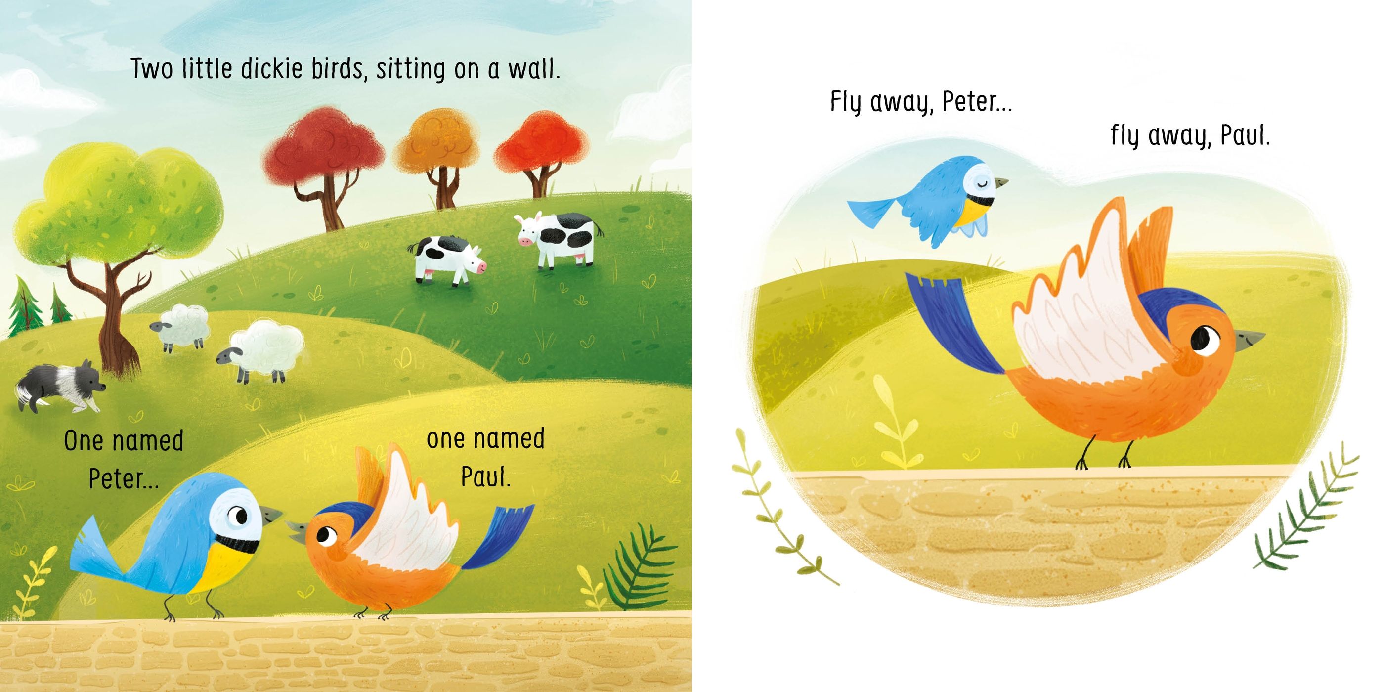 usborne little board books: two little dickie birds sitting on a wall - Ảnh 5