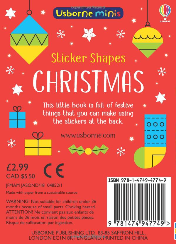 usborne minis: sticker shapes christmas - Ảnh 6