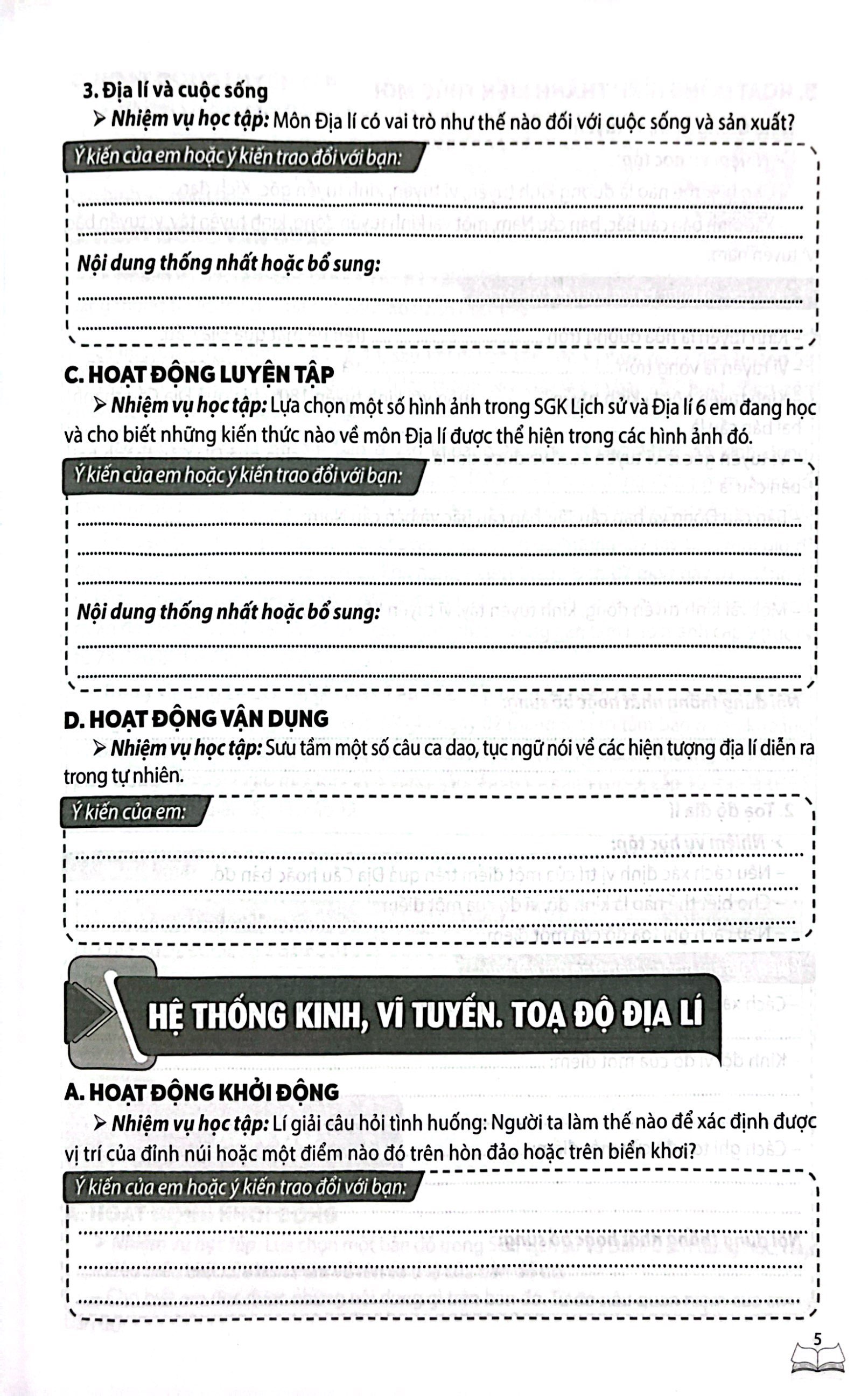 vở bài tập thực hành địa lí lớp 6 (theo chương trình giáo dục phổ thông 2018) - Ảnh 6