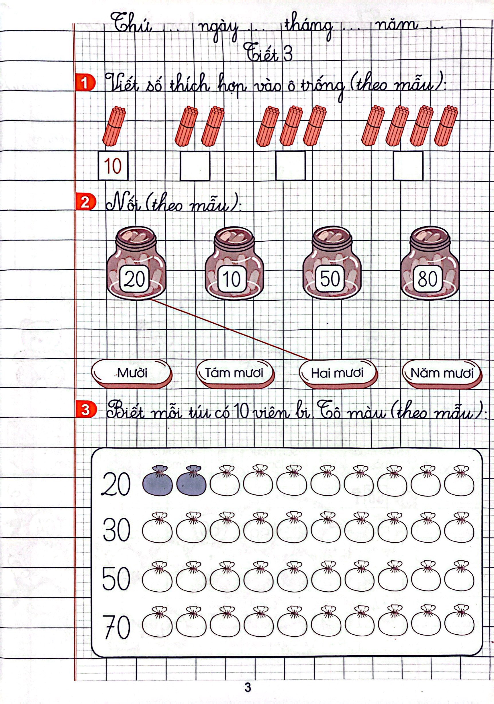 vở ô li bài tập toán 1 - quyển 2 (kết nối) (2021) - Ảnh 5