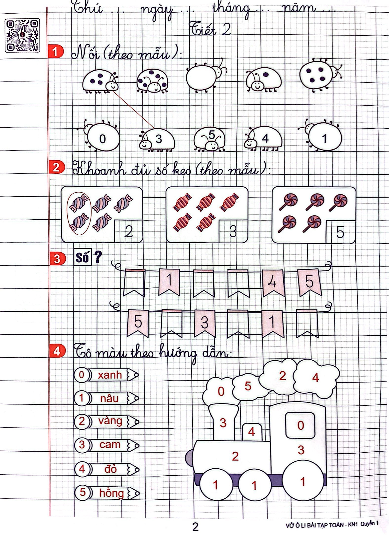 vở ô li bài tập toán 1 - tập 1 (kết nối - 2022) - Ảnh 5