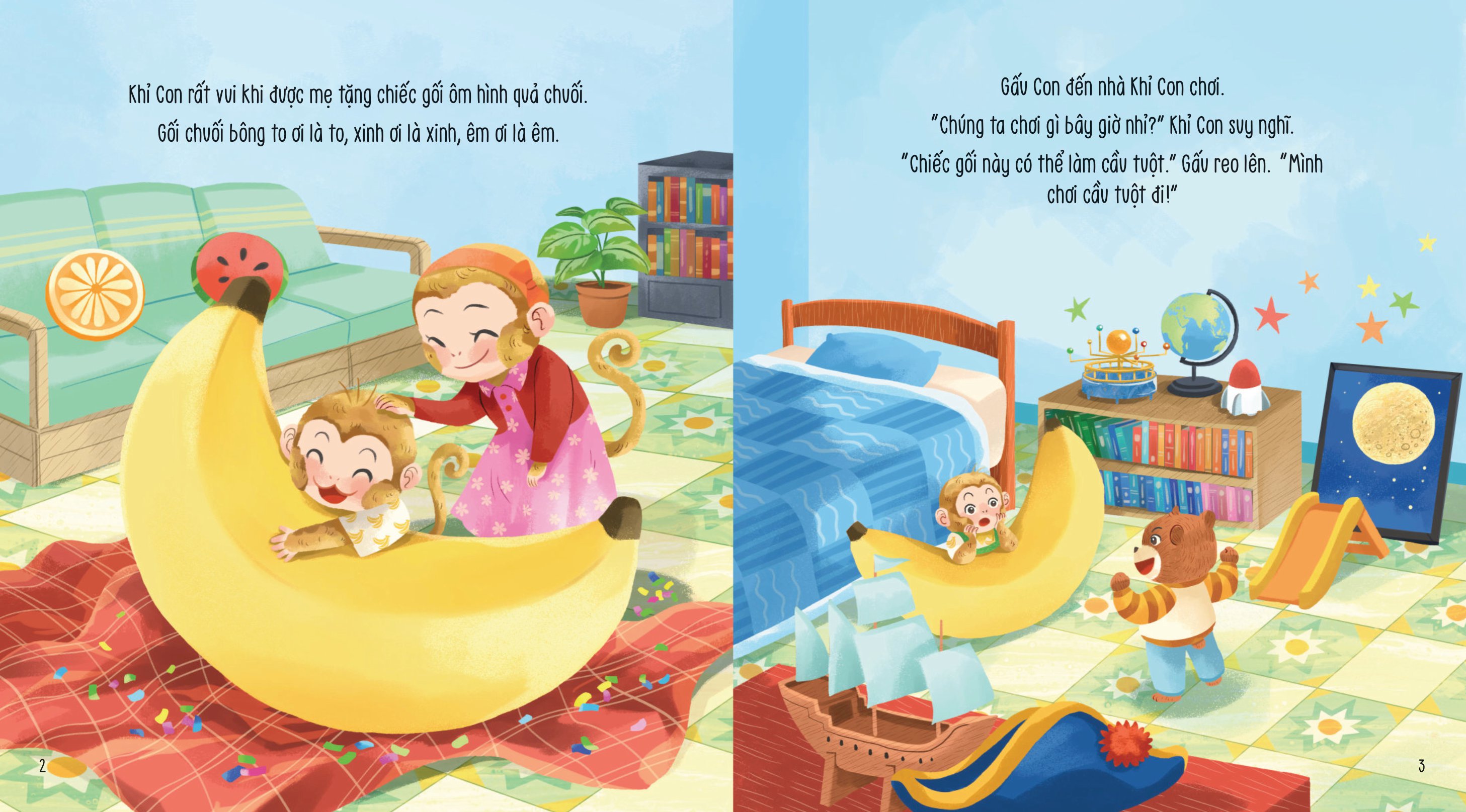 vun đắp tâm hồn - khỉ con và các bạn vui nhộn - gối chuối bông thần kì - Ảnh 4