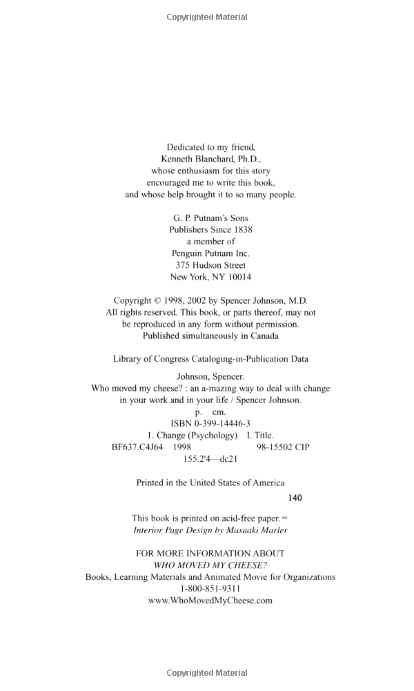 who moved my cheese?: an amazing way to deal with change in your work and in your life - Ảnh 2