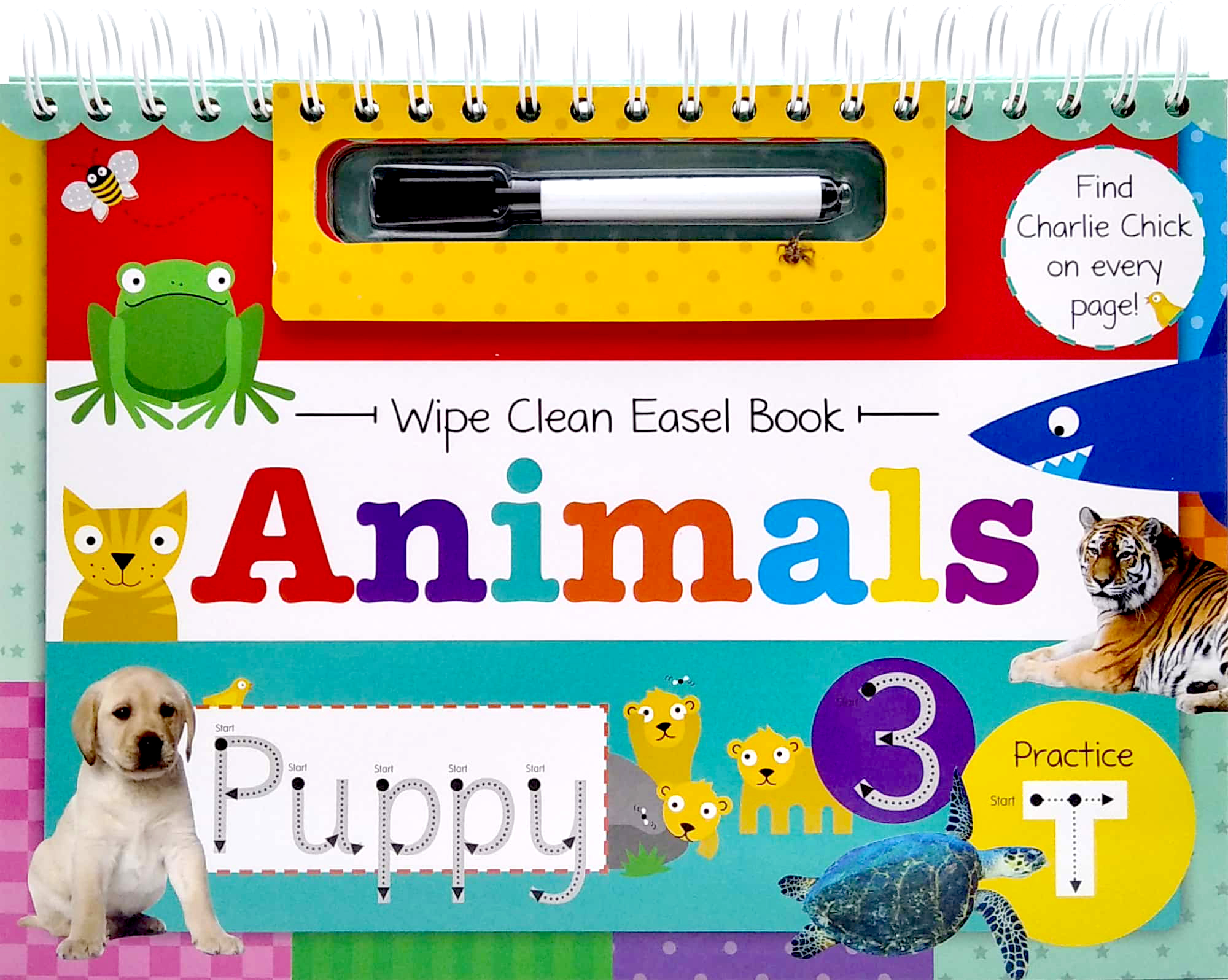 wipe clean easel book with pen - animals - Ảnh 2