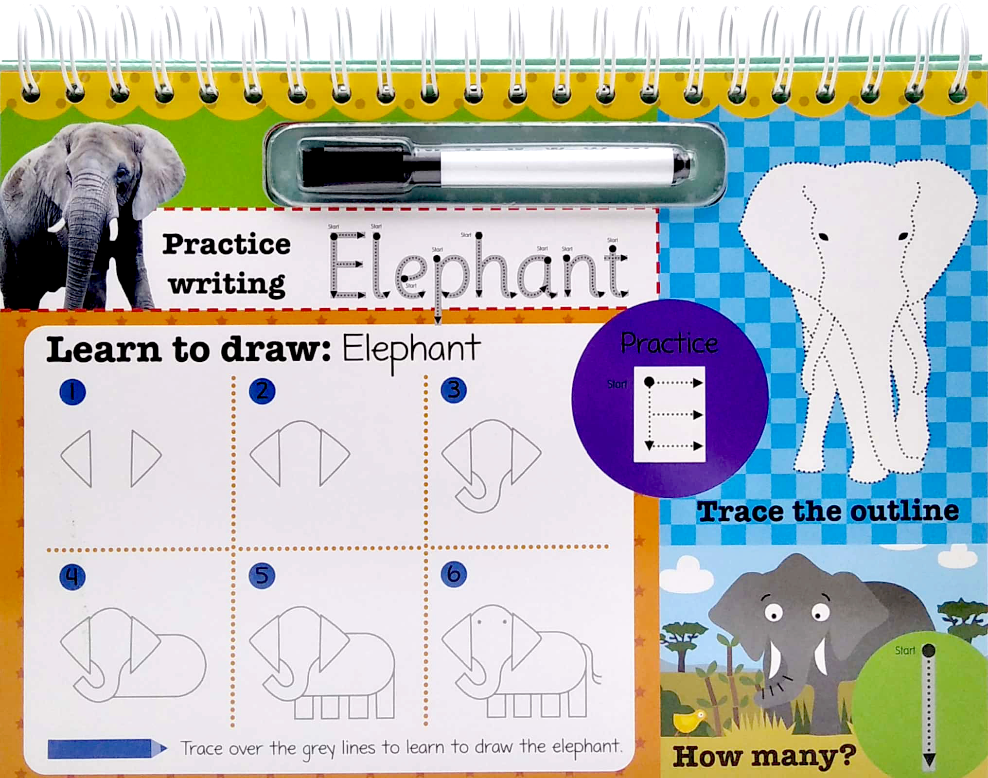 wipe clean easel book with pen - animals - Ảnh 3