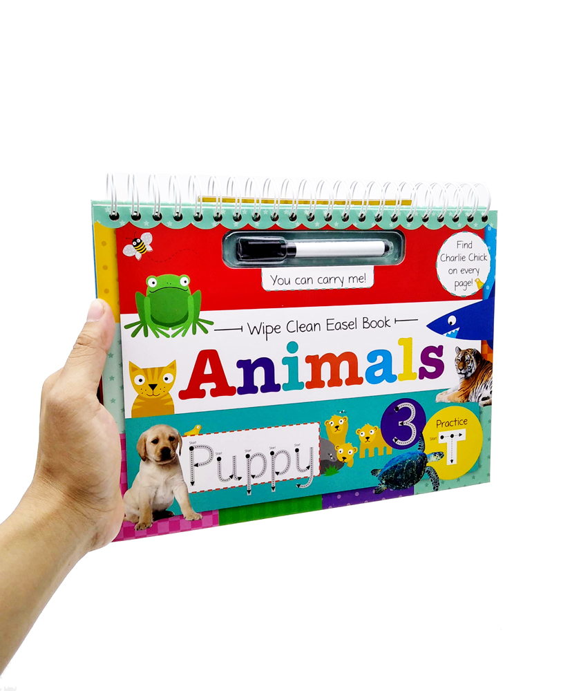 wipe clean easel book with pen - animals - Ảnh 7
