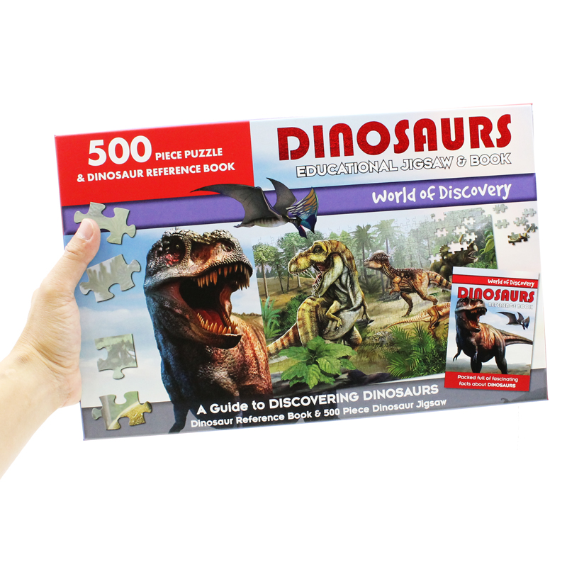 world of discovery - 500 piece puzzle & dinosaur reference book: dinosaurs educational jigsaw & book - Ảnh 11